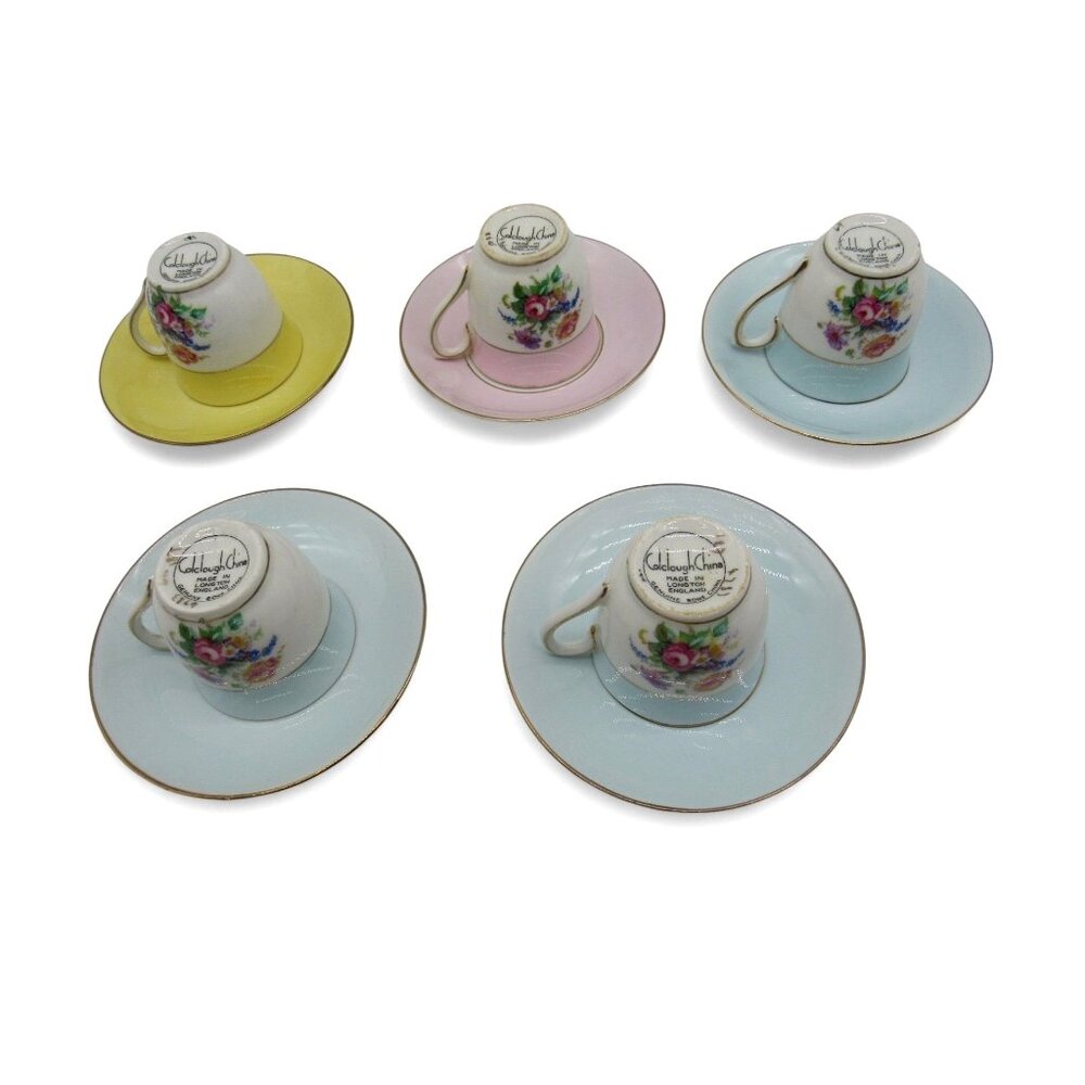 COLCLOUGH Floral Demitasse 5 Cup Sets Pastel Vintage